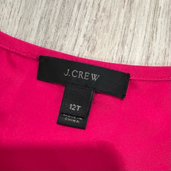 J. Crew 100% Silk Ruffle Neck Sleeveless Top Slit V Neck Hot Pink Size 12 Tall - Picture 3 of 7